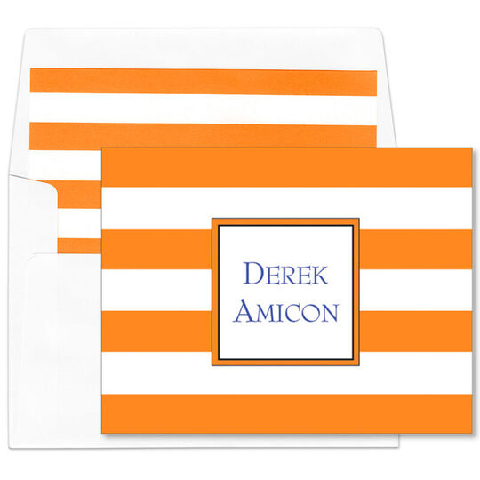 Orange Stripe Folded Note Cards